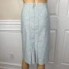 LARRY LEVINE Polyester Cotton Spandex Skirt Suit Size 14 Wash Blue Belted 2PC