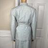 LARRY LEVINE Polyester Cotton Spandex Skirt Suit Size 14 Wash Blue Belted 2PC