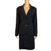 Larry Levine Polyester Rayon Skirt Suit Size 10  Black Lined Pleated Career 2PC