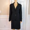 Larry Levine Polyester Rayon Skirt Suit Size 10  Black Lined Pleated Career 2PC
