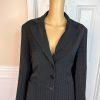 Larry Levine Polyester Rayon Skirt Suit Size 10  Black Lined Pleated Career 2PC