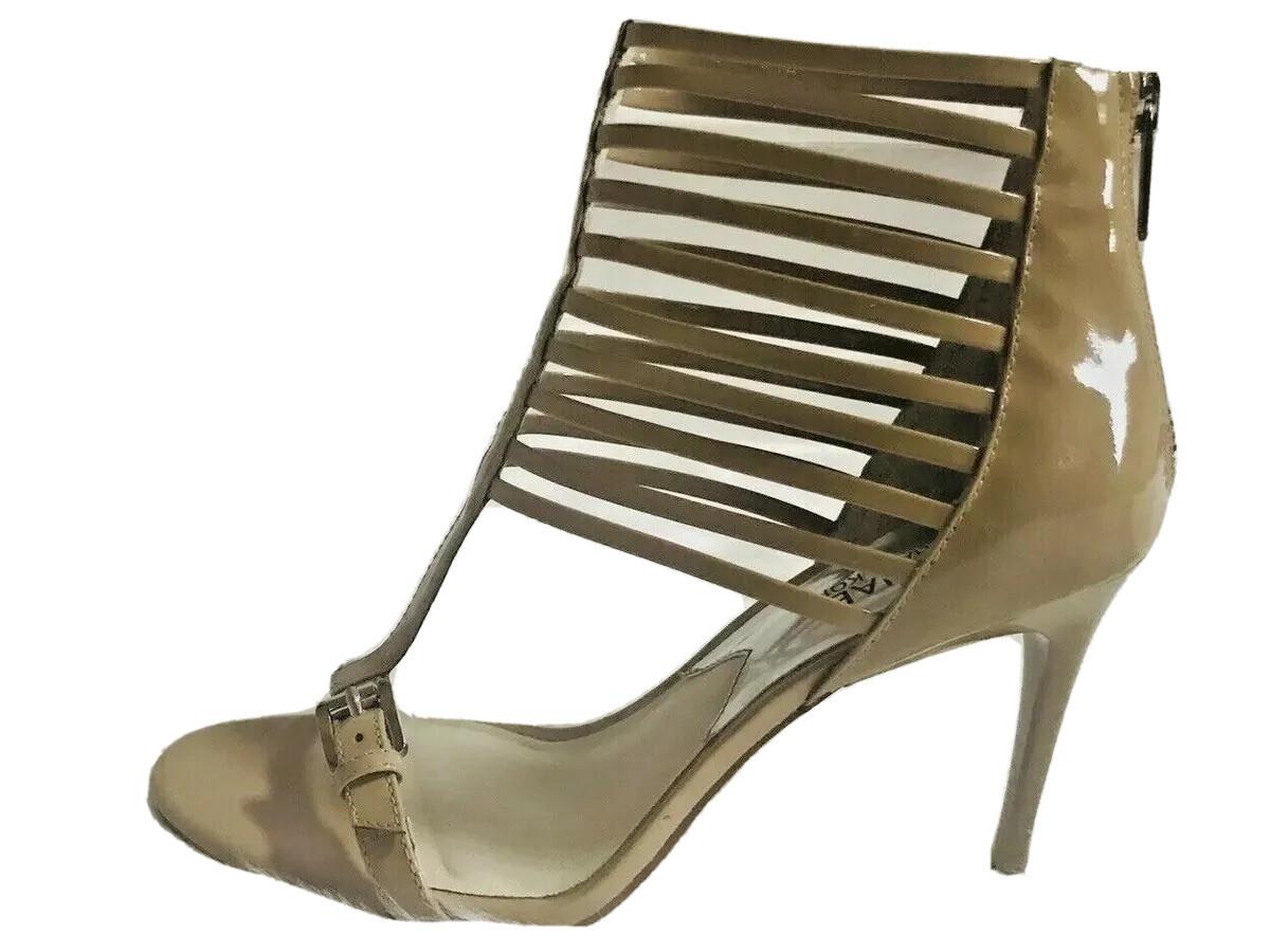 Michael Kors Leather Heels Size 8.5 M Nude Open toes Cut Out Caged Stiletto