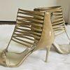 Michael Kors Leather Heels Size 8.5 M Nude Open toes Cut Out Caged Stiletto