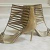 Michael Kors Leather Heels Size 8.5 M Nude Open toes Cut Out Caged Stiletto