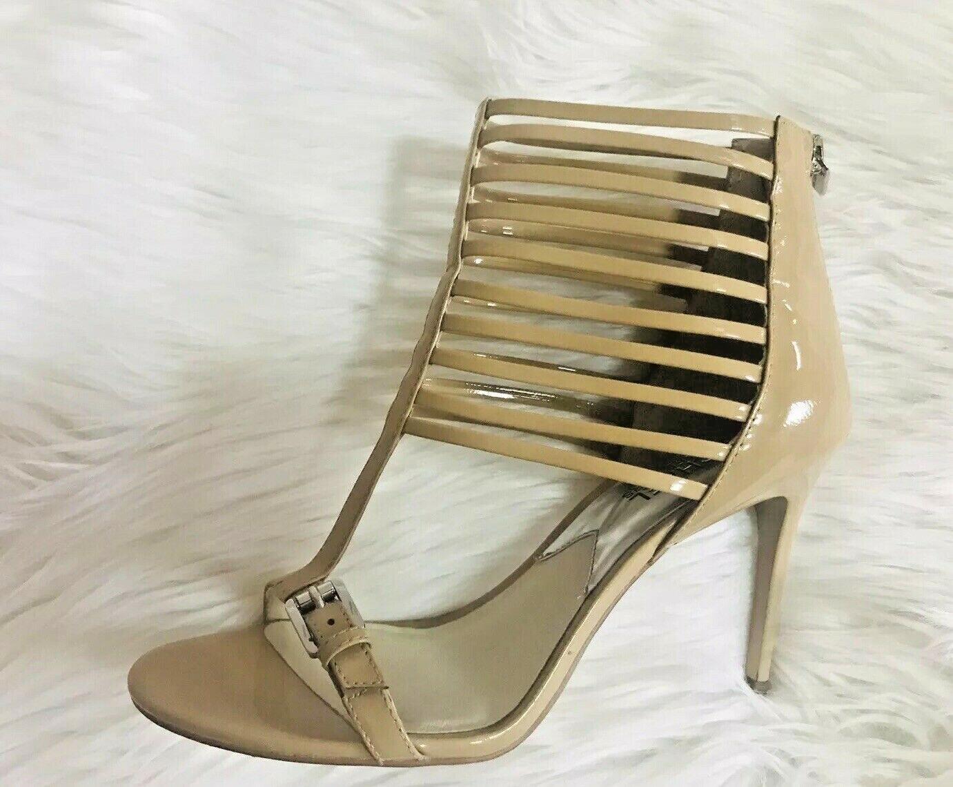 Michael Kors Leather Heels Size 8.5 M Nude Open toes Cut Out Caged Stiletto