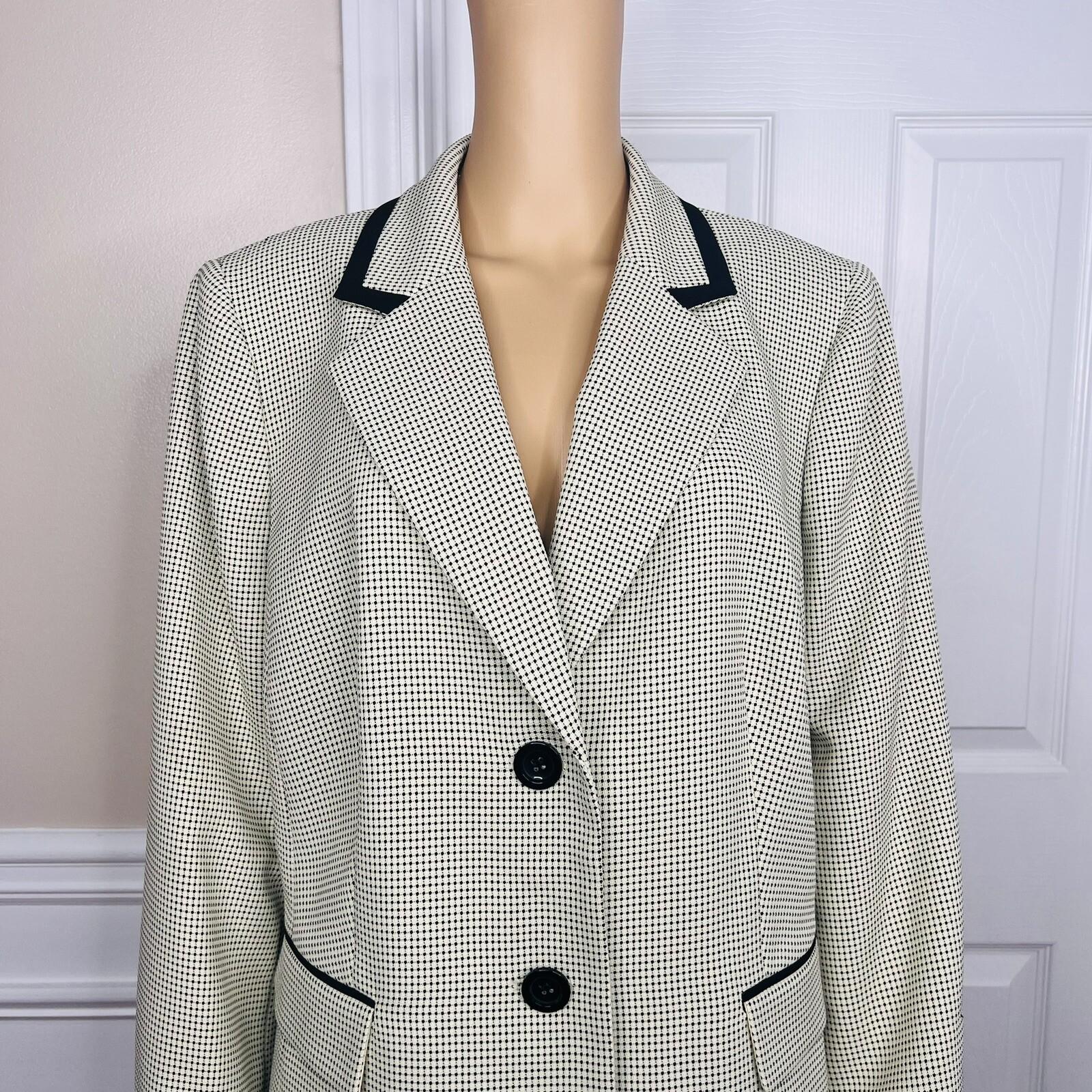 LE SUIT Women 1PC Light Yellow Black Polyester Lined Career Blazer Size 16W
