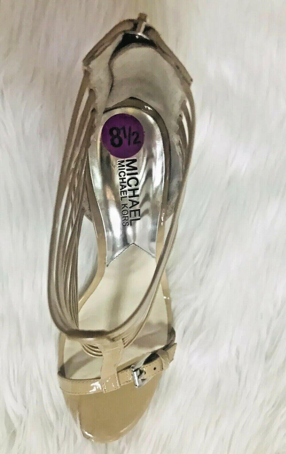 Michael Kors Leather Heels Size 8.5 M Nude Open toes Cut Out Caged Stiletto