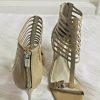 Michael Kors Leather Heels Size 8.5 M Nude Open toes Cut Out Caged Stiletto