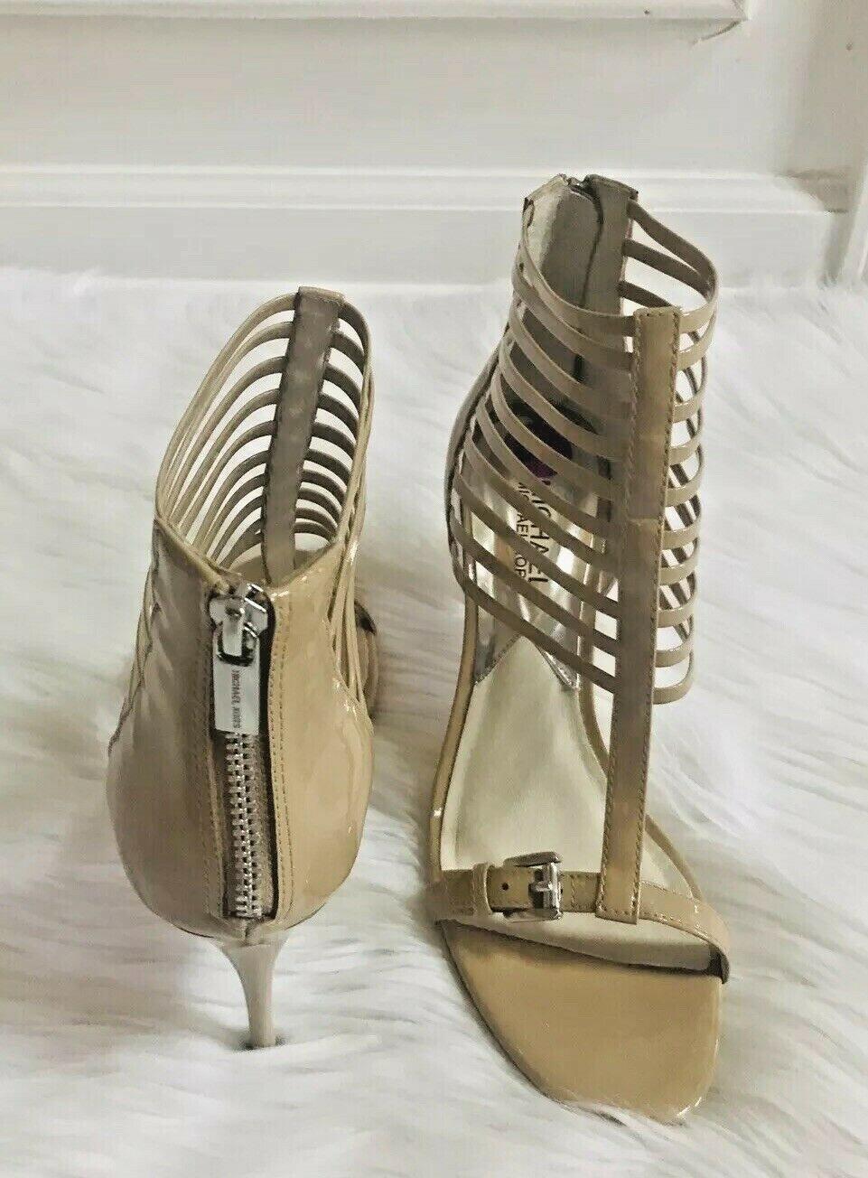 Michael Kors Leather Heels Size 8.5 M Nude Open toes Cut Out Caged Stiletto
