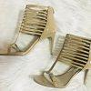 Michael Kors Leather Heels Size 8.5 M Nude Open toes Cut Out Caged Stiletto