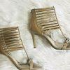 Michael Kors Leather Heels Size 8.5 M Nude Open toes Cut Out Caged Stiletto