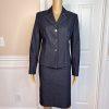 EVAN  PICONE 2PC Cotton Polyester Spandex Skirt Suit Size 6 Blue Chambray 2PC