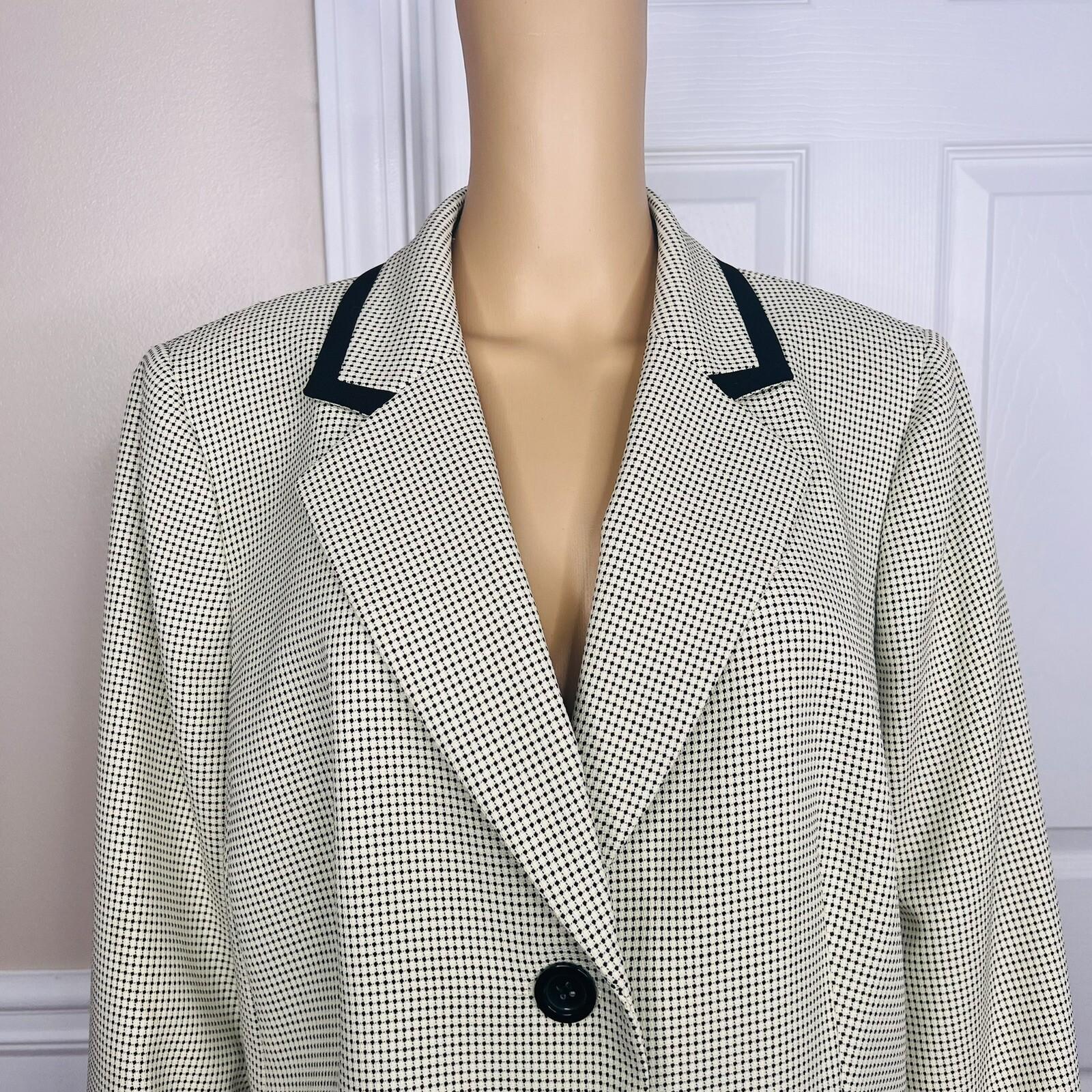 LE SUIT Women 1PC Light Yellow Black Polyester Lined Career Blazer Size 16W