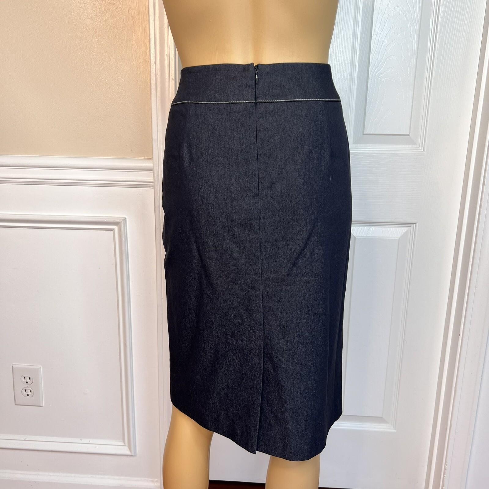 EVAN  PICONE 2PC Cotton Polyester Spandex Skirt Suit Size 6 Blue Chambray 2PC