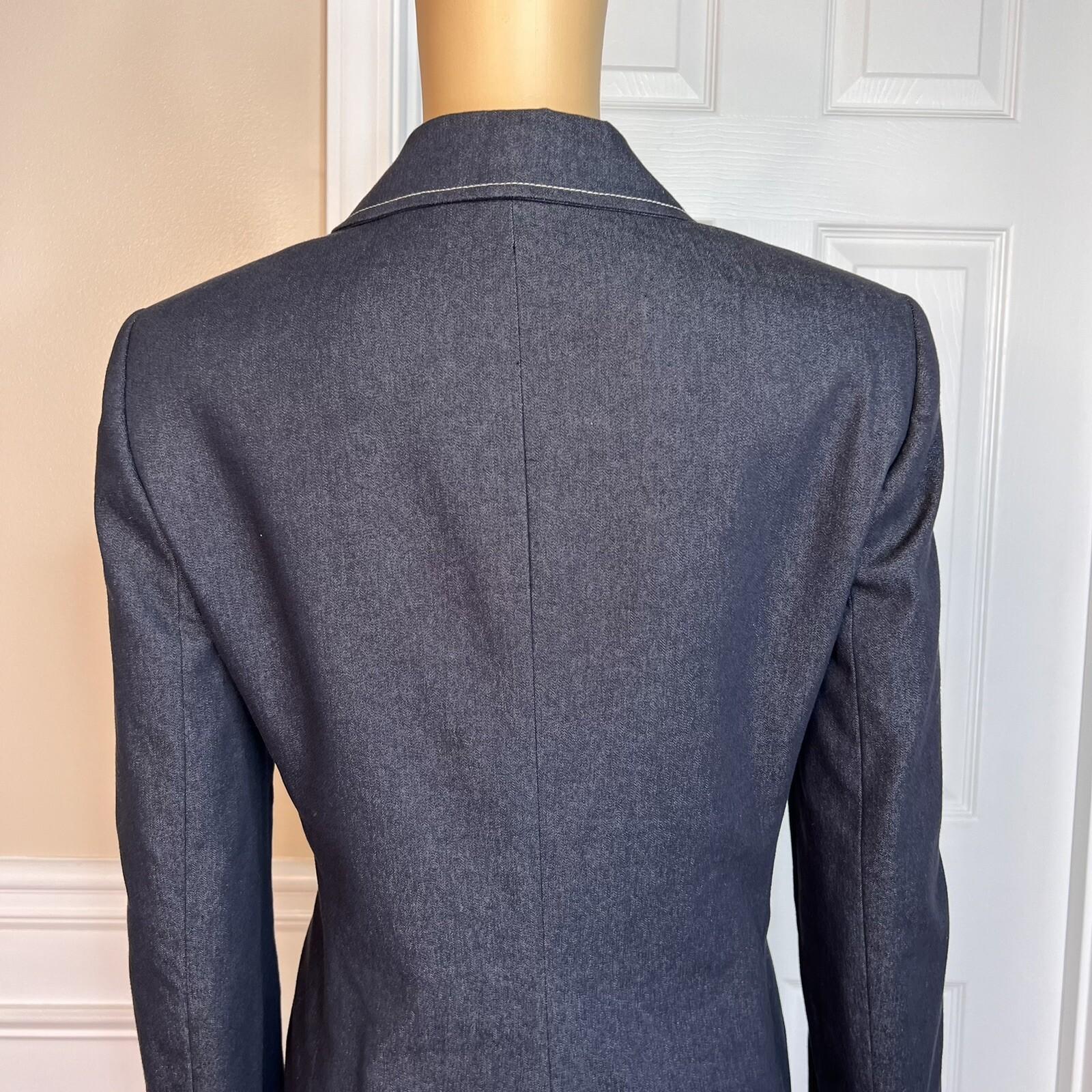 EVAN  PICONE 2PC Cotton Polyester Spandex Skirt Suit Size 6 Blue Chambray 2PC
