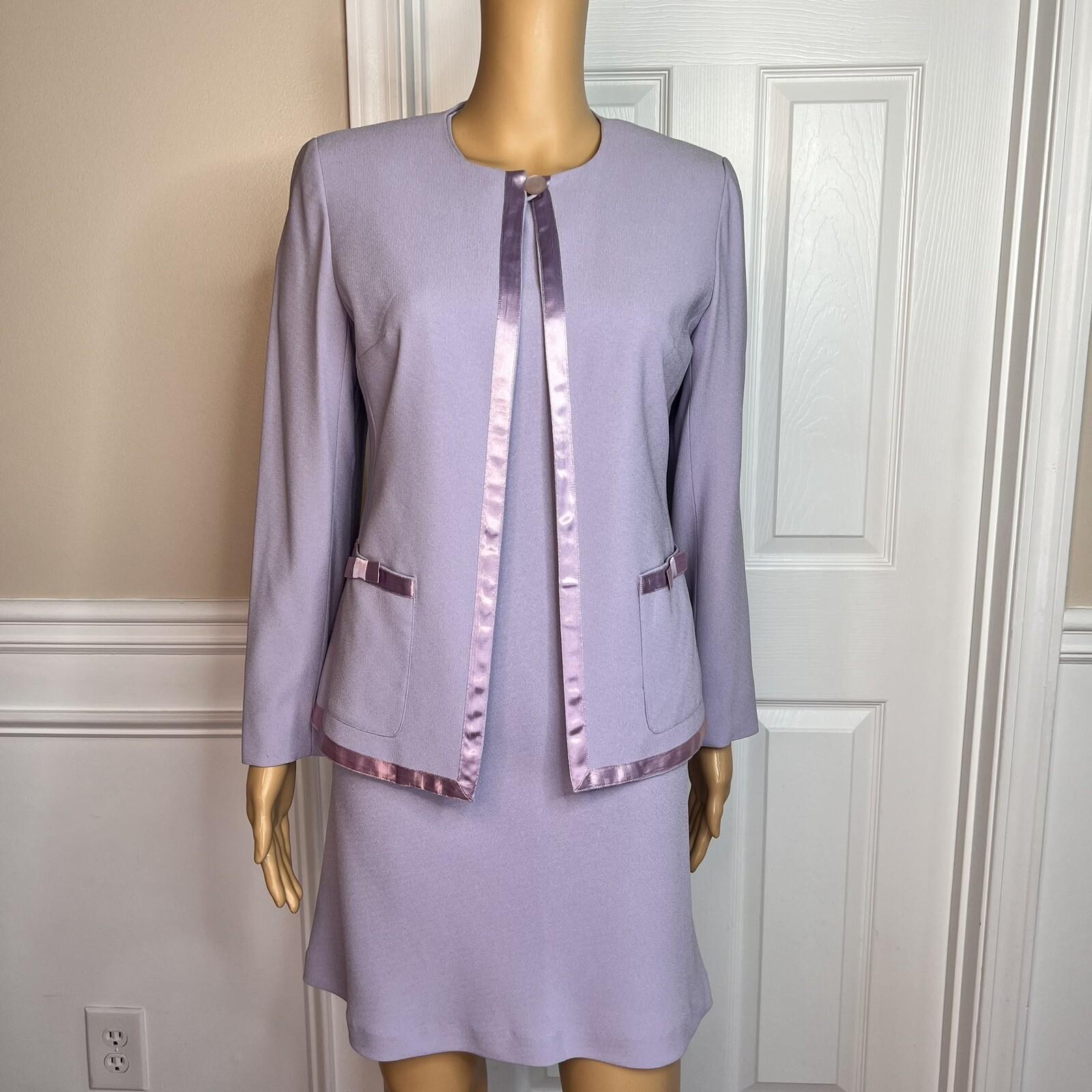 Liz Claiborne Triacetate Polyester Mini Dress Suit Size 4 Purple Lined Flared