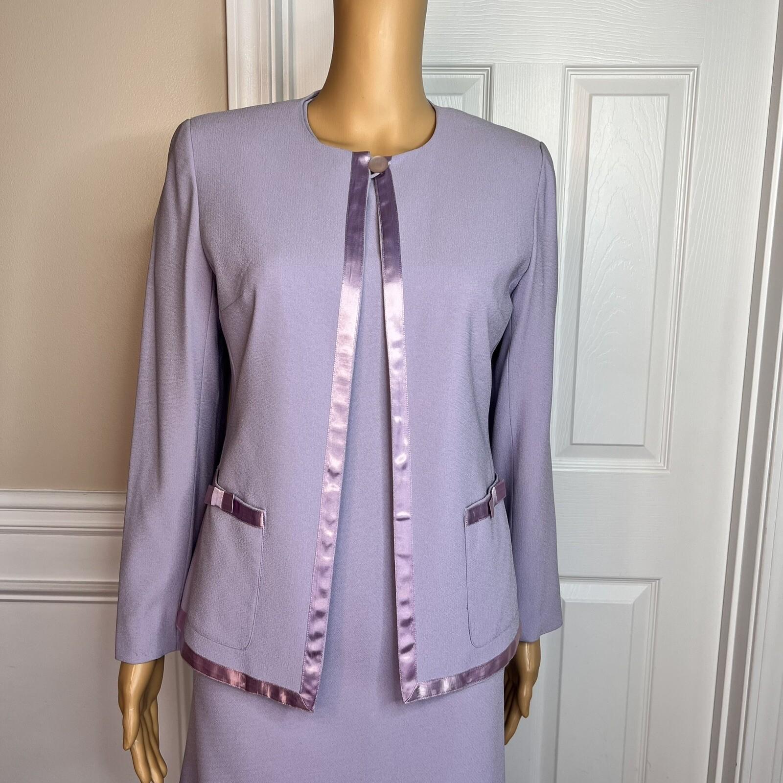 Liz Claiborne Triacetate Polyester Mini Dress Suit Size 4 Purple Lined Flared