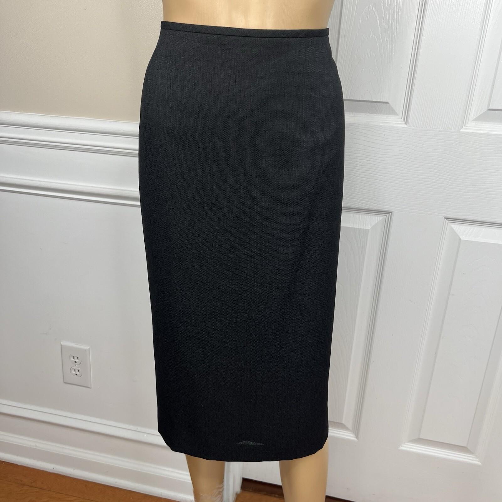 Tahari ASL Polyester Skirt Suit 12 Black Stand Collar Lined Career Cocktail 2PC