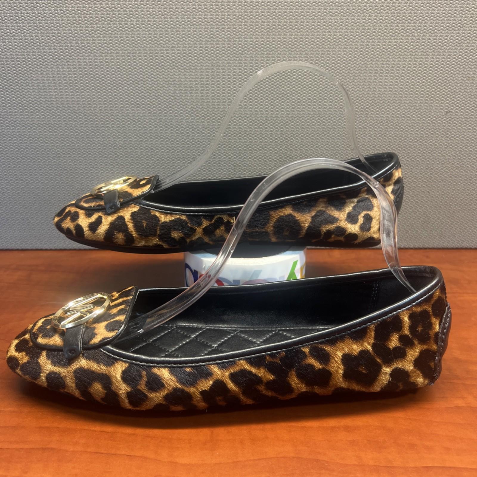 Michael Kors Women Leopard Print Calf Hair Moccassin Size 10M Ballet Flat