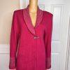 Todd & Olivia Women Knit Dress Top Size 8 Pink Beaded Long Sleeves Shawl Collar
