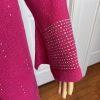 Todd & Olivia Women Knit Dress Top Size 8 Pink Beaded Long Sleeves Shawl Collar
