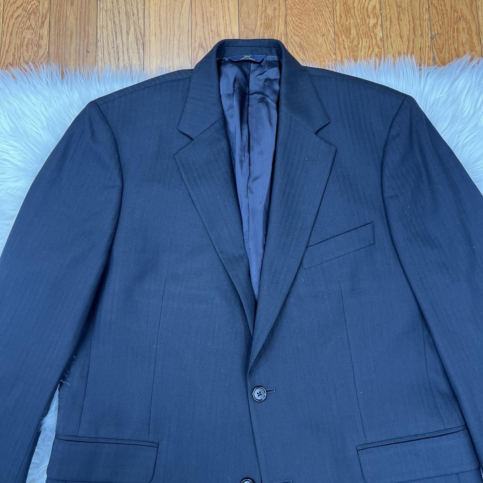 Brook Brothers 346 Wool Lycra Spandex Men Blazer 43R Black Lined Made In Jordan
