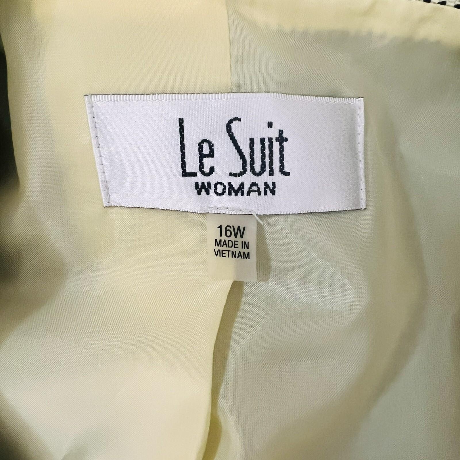 LE SUIT Women 1PC Light Yellow Black Polyester Lined Career Blazer Size 16W