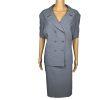 Le Suit Polyester Skirt Suit Size 18 Gray Double Breasted Short Sleeves 2PC