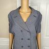 Le Suit Polyester Skirt Suit Size 18 Gray Double Breasted Short Sleeves 2PC