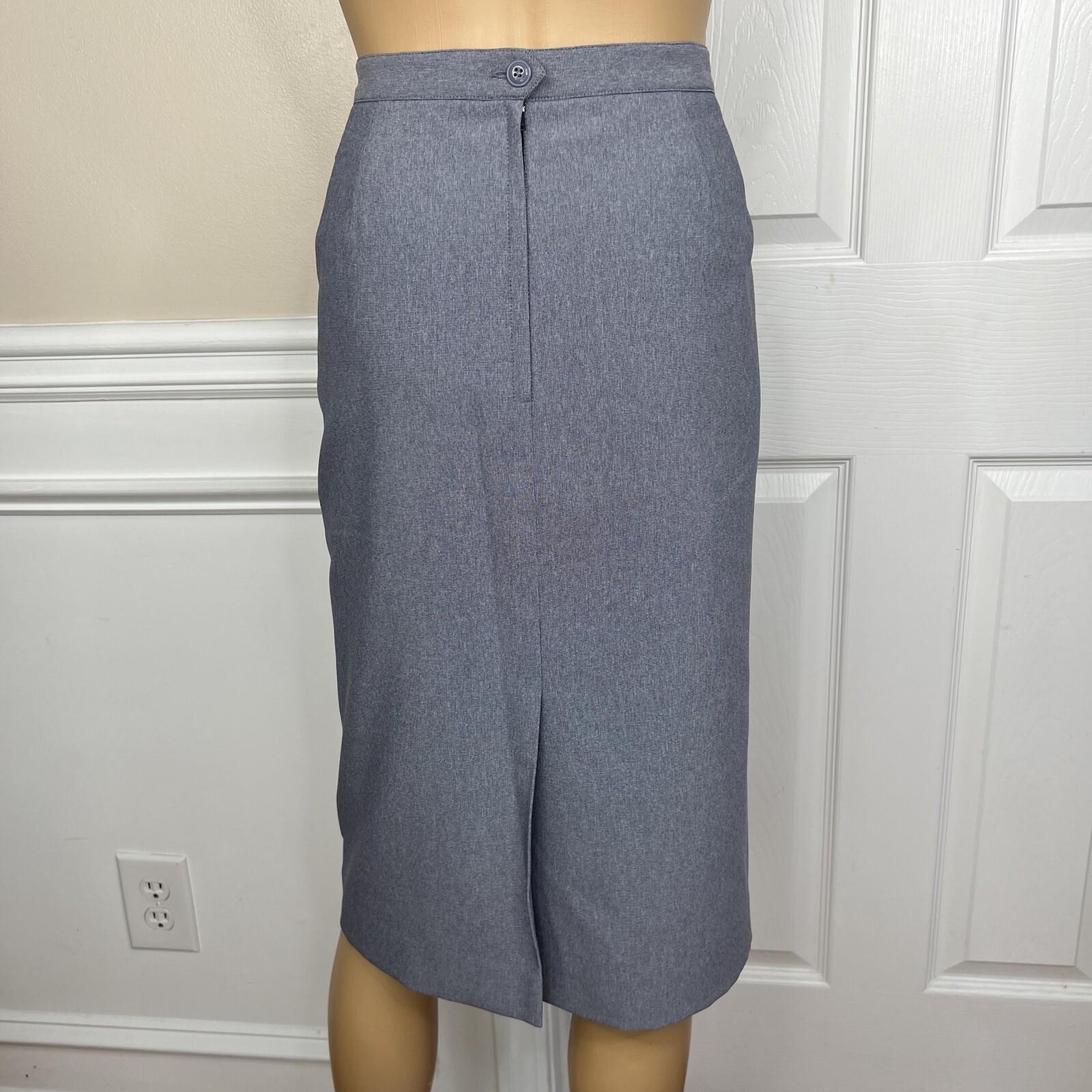 Le Suit Polyester Skirt Suit Size 18 Gray Double Breasted Short Sleeves 2PC