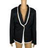 TAHARI ASL Polyester Viscose Spandex Blazer 16 Black White Lined Shawl Collar
