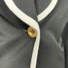 TAHARI ASL Polyester Viscose Spandex Blazer 16 Black White Lined Shawl Collar