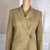 KASPER 2PC Tan Cotton Polyester Viscose Wrap Notch Collar Skirt Suit Size 4