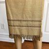 KASPER 2PC Tan Cotton Polyester Viscose Wrap Notch Collar Skirt Suit Size 4