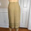 KASPER 2PC Tan Cotton Polyester Viscose Wrap Notch Collar Skirt Suit Size 4