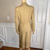 KASPER 2PC Tan Cotton Polyester Viscose Wrap Notch Collar Skirt Suit Size 4
