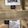 KASPER 2PC Tan Cotton Polyester Viscose Wrap Notch Collar Skirt Suit Size 4