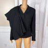 SUIT STUDIO Women 2PC Black Striped Polyester Lined Career Pant Suit Size 14
