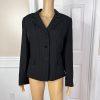 SUIT STUDIO Women 2PC Black Striped Polyester Lined Career Pant Suit Size 14
