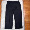 SUIT STUDIO Women 2PC Black Striped Polyester Lined Career Pant Suit Size 14