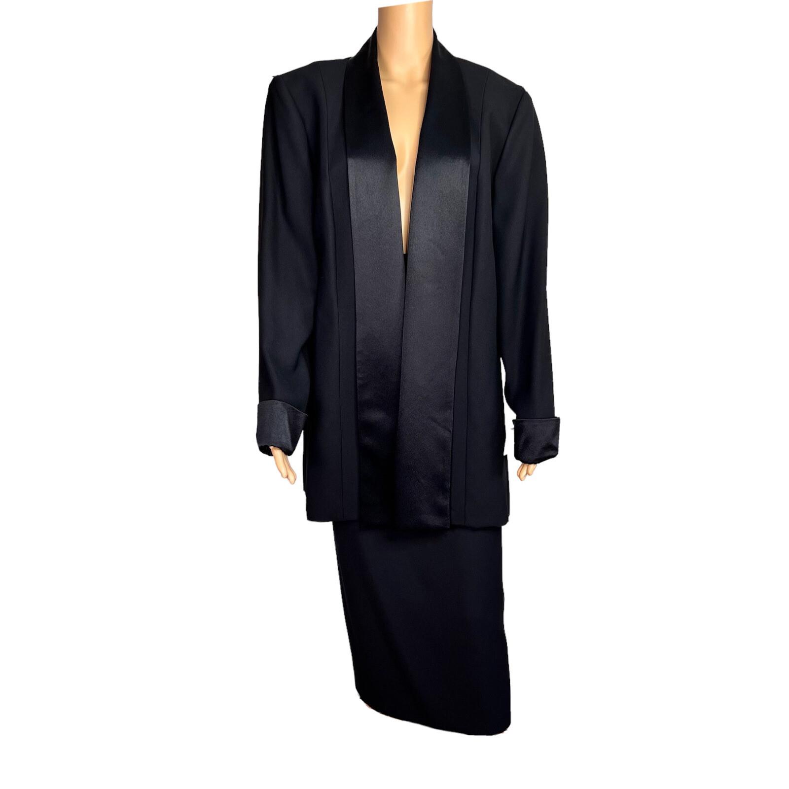New NIGHT STUIDO NY 2PC Black Polyester Lined Open Front Formal Skirt Size 16
