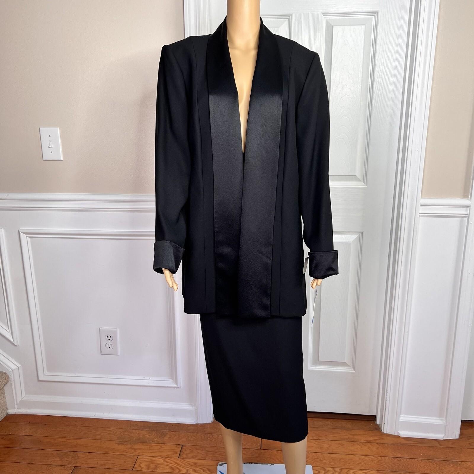New NIGHT STUIDO NY 2PC Black Polyester Lined Open Front Formal Skirt Size 16