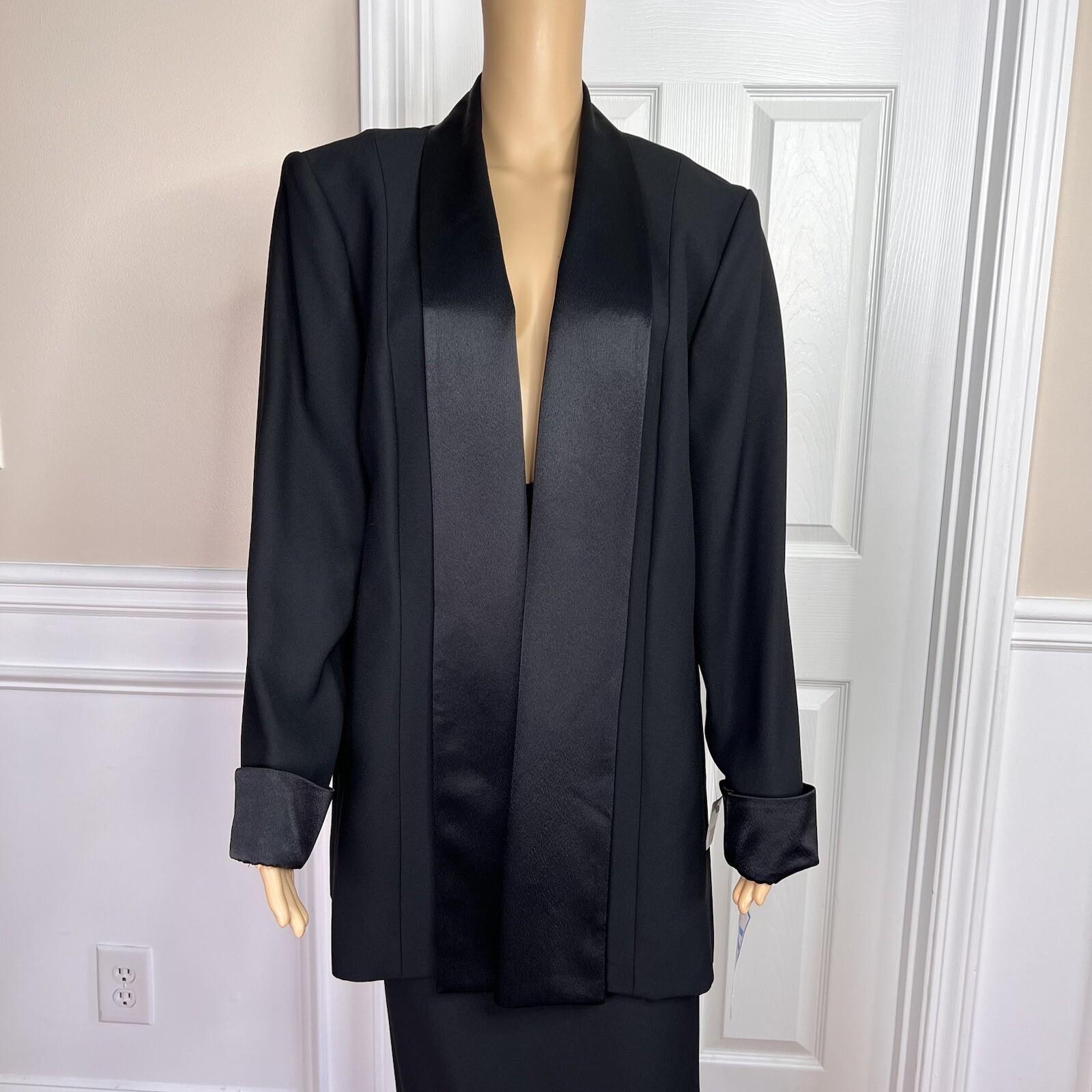 New NIGHT STUIDO NY 2PC Black Polyester Lined Open Front Formal Skirt Size 16
