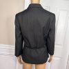 SHARAGANO 2PC Black Pinstriped Polyester Rayon Belted Pant Suit Size 14 New