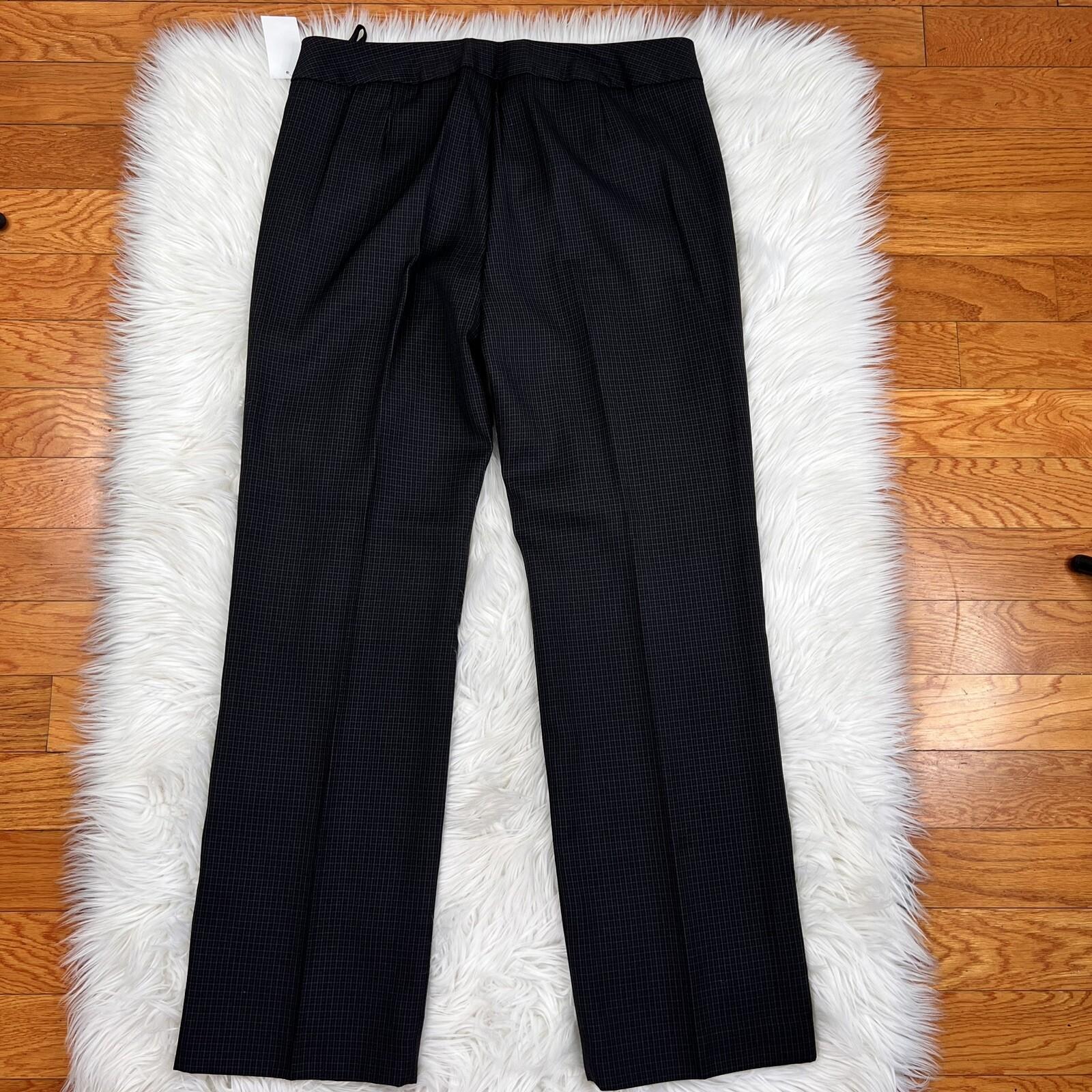 SHARAGANO 2PC Black Pinstriped Polyester Rayon Belted Pant Suit Size 14 New