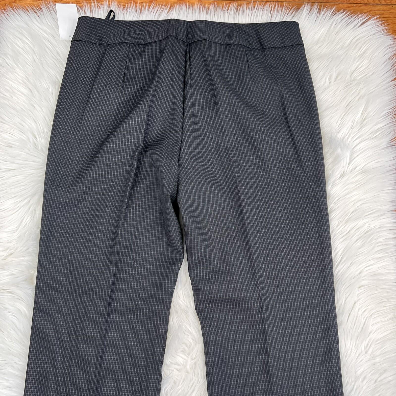 SHARAGANO 2PC Black Pinstriped Polyester Rayon Belted Pant Suit Size 14 New