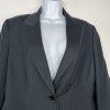 KASPER Polyester Rayon Pant Size 16 Black Striped Lined Peak Collar Business 2PC