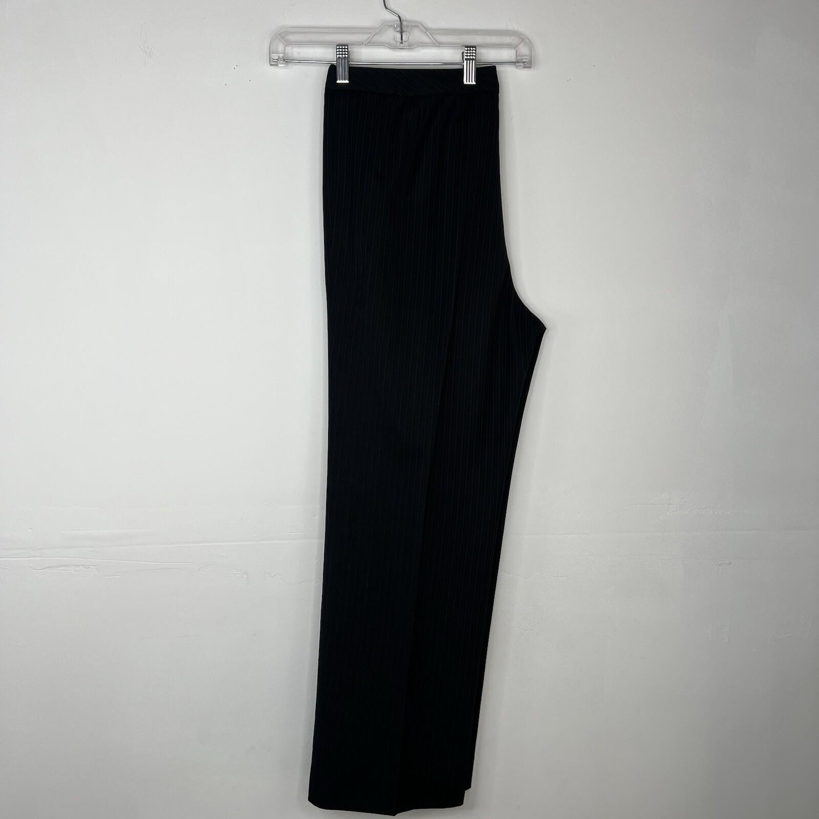 KASPER Polyester Rayon Pant Size 16 Black Striped Lined Peak Collar Business 2PC