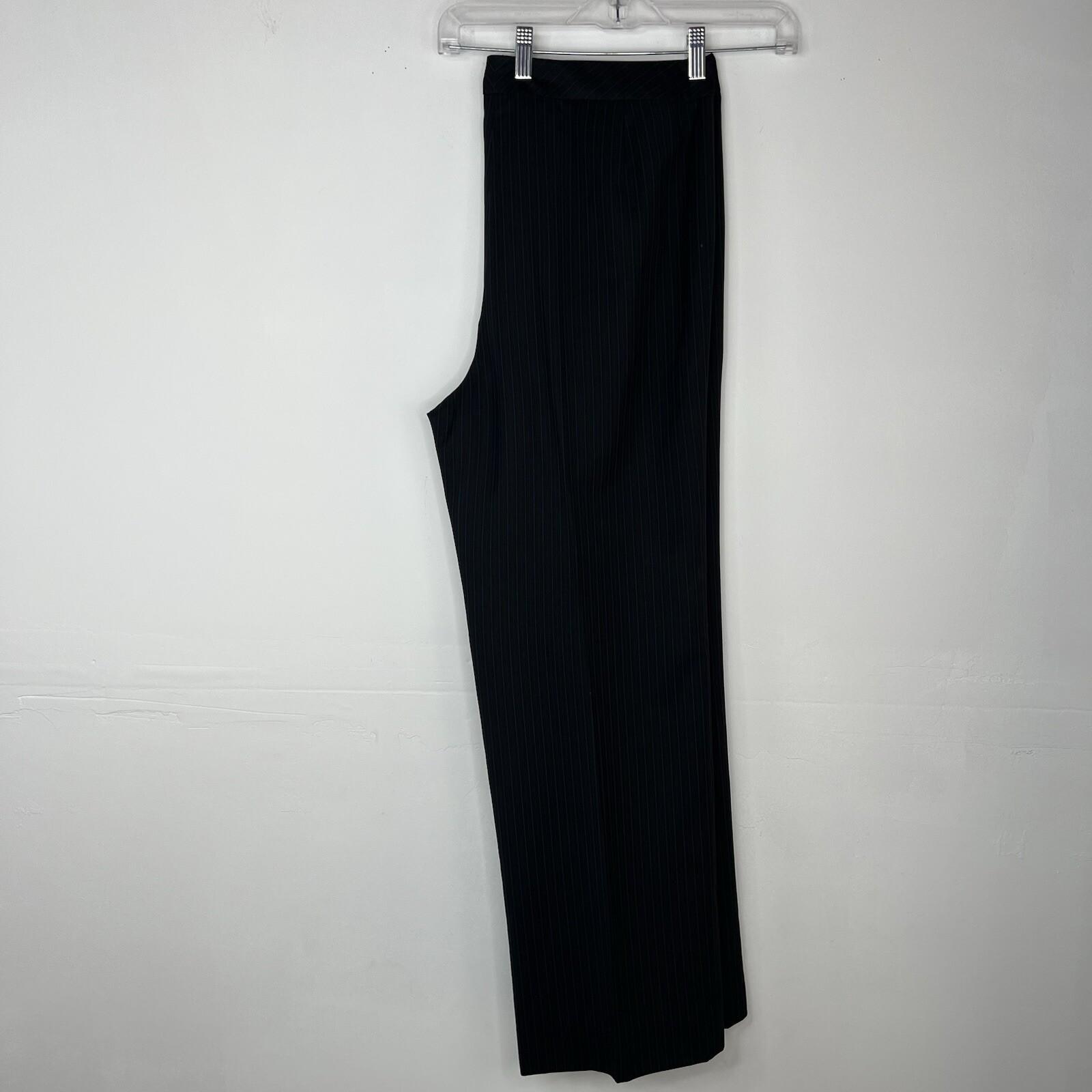 KASPER Polyester Rayon Pant Size 16 Black Striped Lined Peak Collar Business 2PC