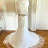 New BRIDES White Elegant Belted Beaded Lace Polyester Wedding Dress Size 24W